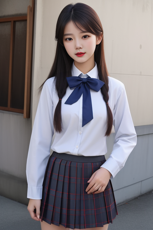 64570-4265089546-best quality, masterpiece,real,realistic, photo,photorealistic, looking at viewer,1girl,_xiaofu,school uniform,shirt,skirt,long.png